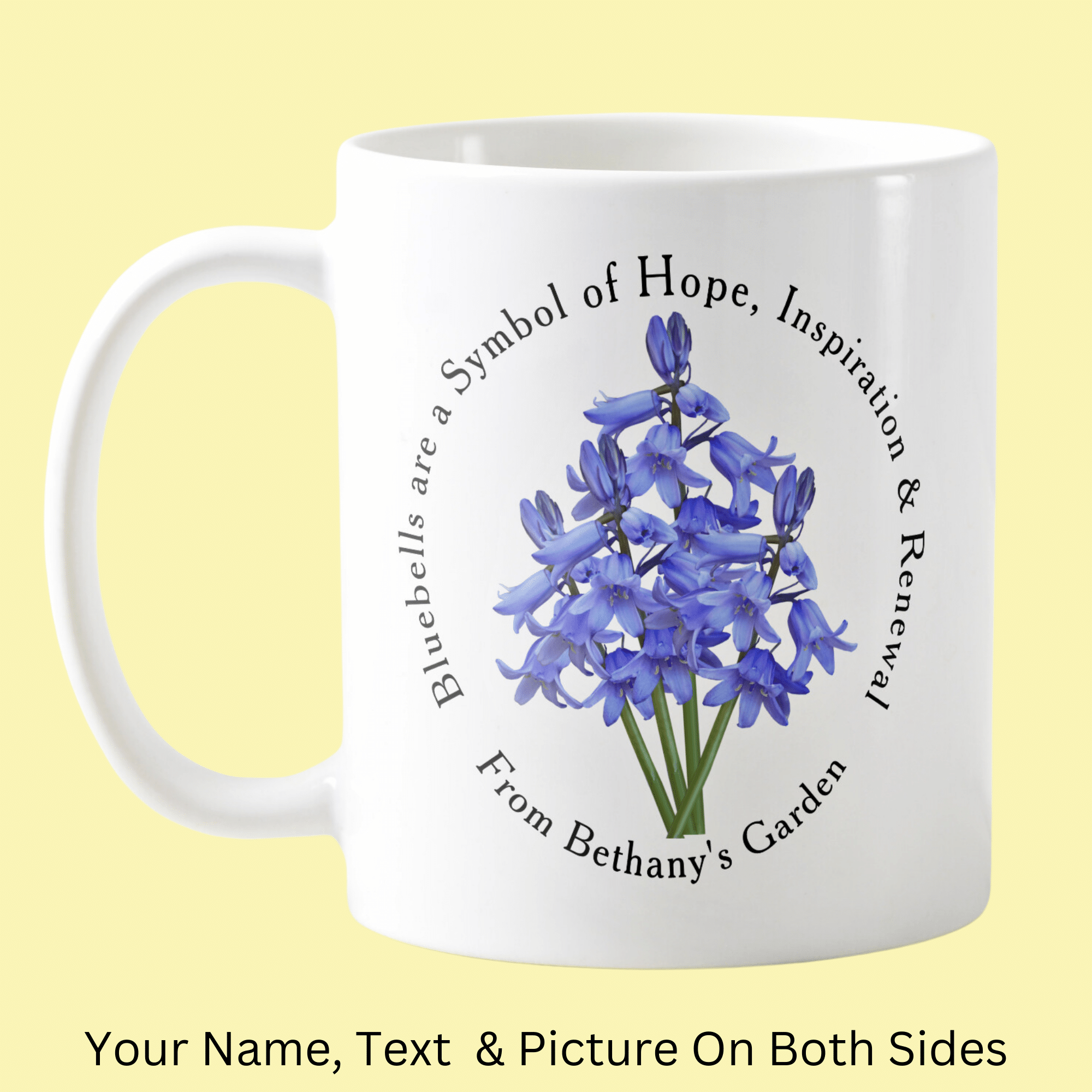 Add Your Name & Text to this Bluebells Coffee Mug - Click for all the details